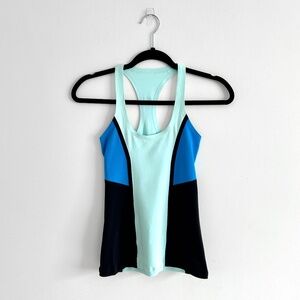 lululemon Cool Racerback Tank Top Blue Colourblock for Running Training Size 2
